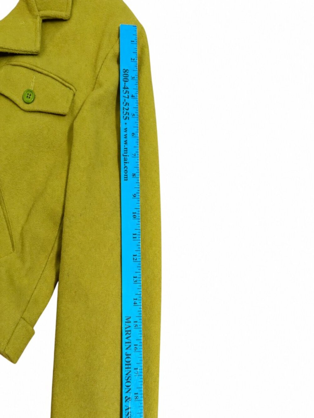 Copper Key Vintage Chartreuse 100% Wool Cropped Button Front Jacket - Picture 10 of 10